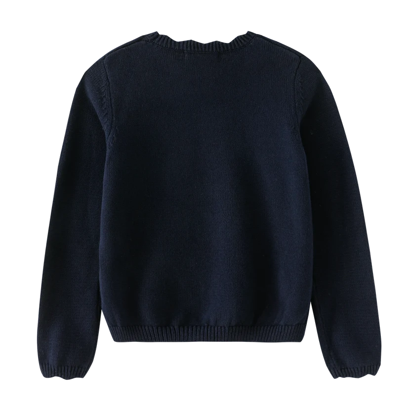 top l/s scalloped sweater - navy