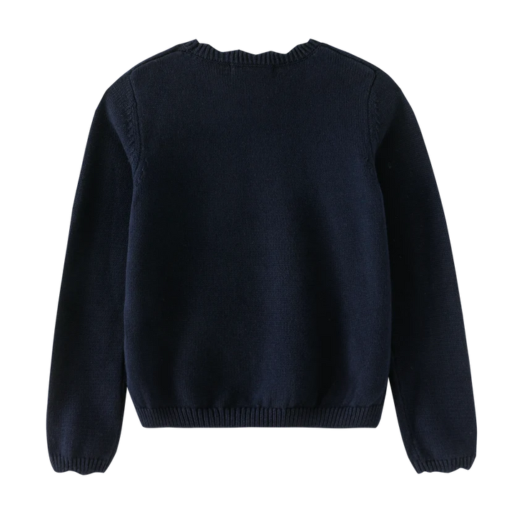 top l/s scalloped sweater - navy