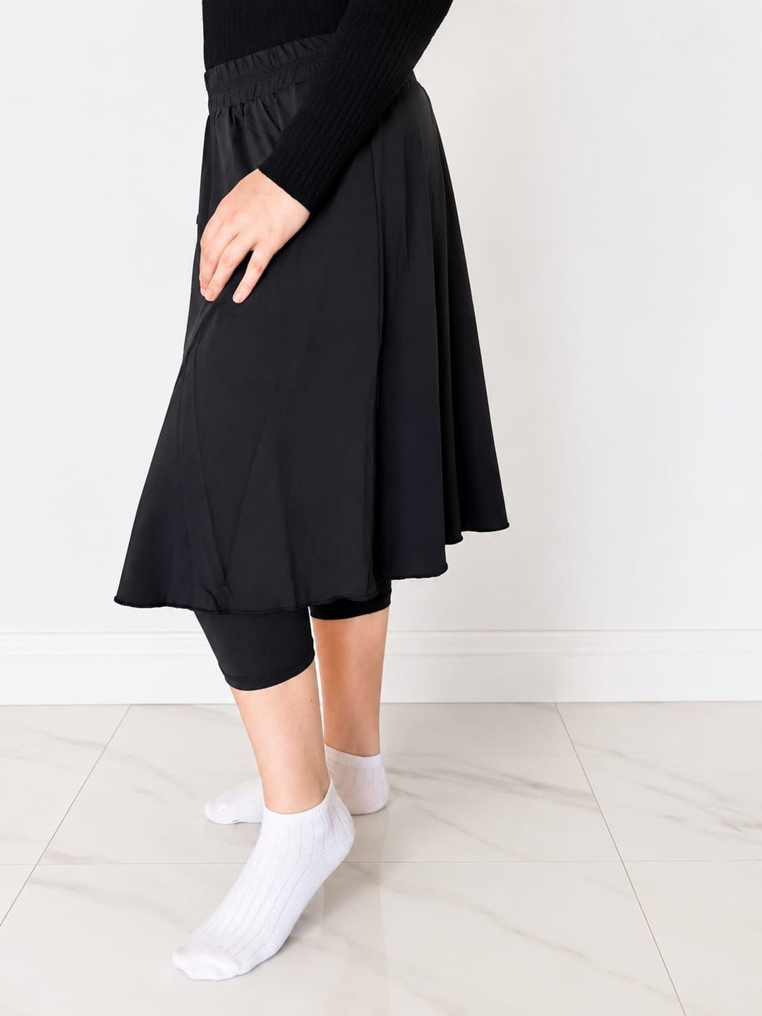 swim skirt with legging  - black