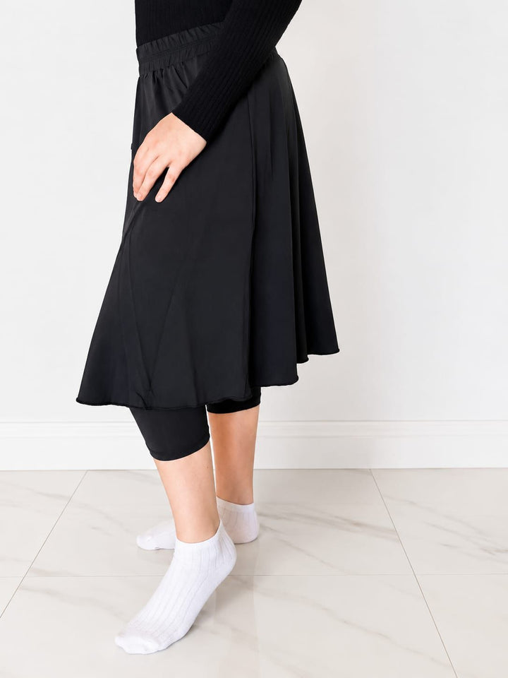 swim skirt with legging  - black