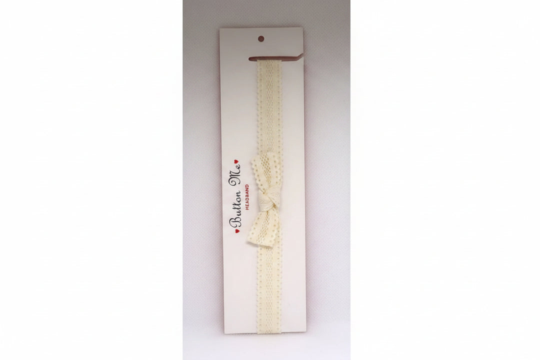 baby band scalloped lace bow - cream