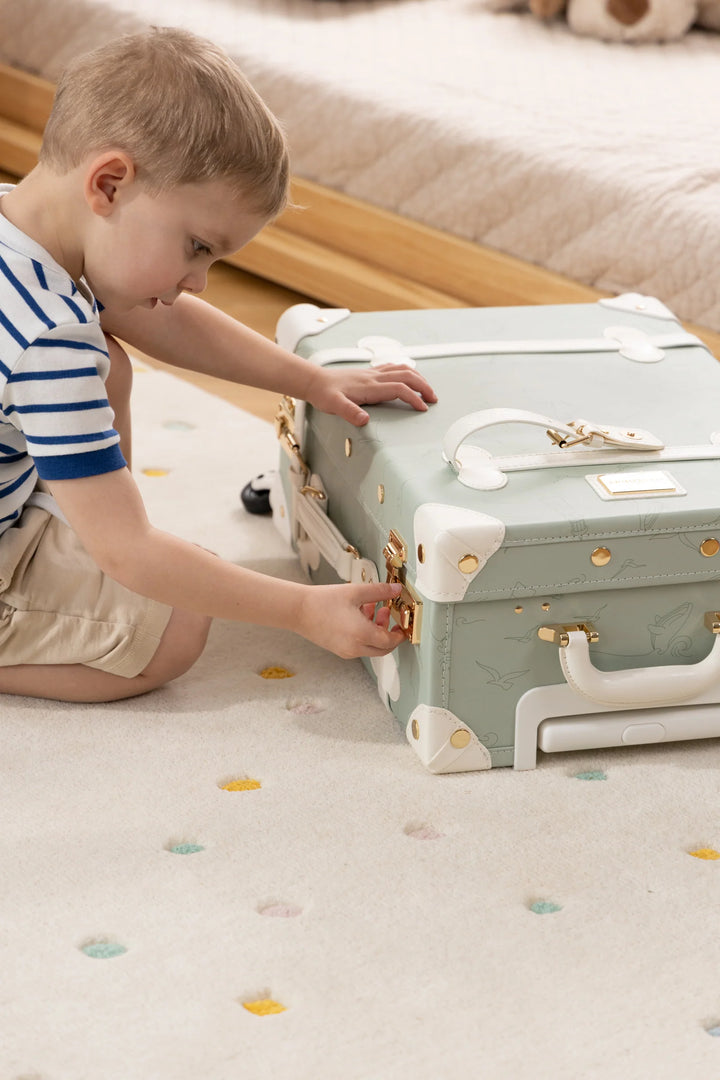 suitcase carry on vegan leather - ocean