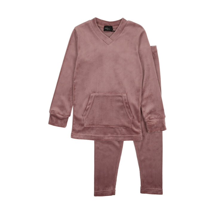 pajamas velour kangaroo pocket - mauve