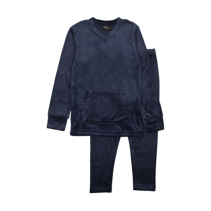 pajamas velour kangaroo pocket - navy