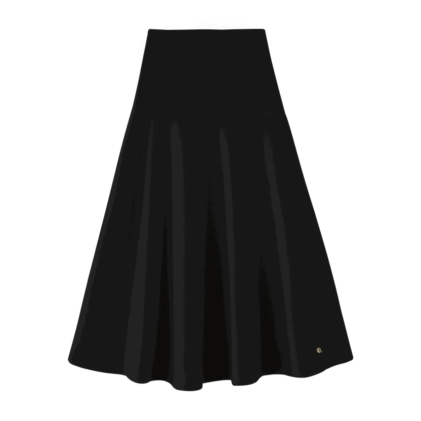 skirt high waisted midi - black