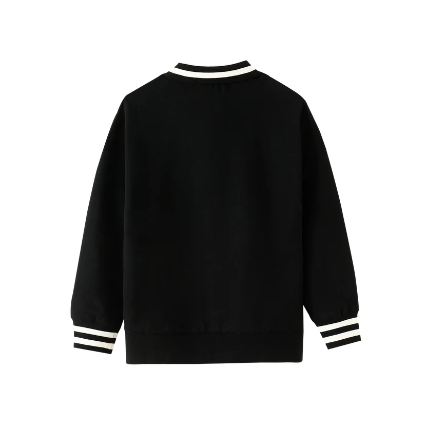 polo l/s striped collar - black