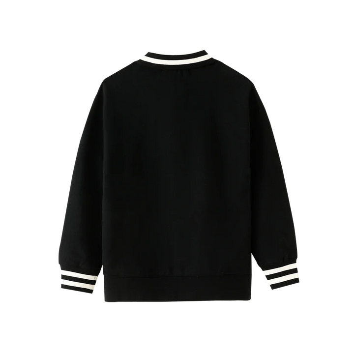 polo l/s striped collar - black