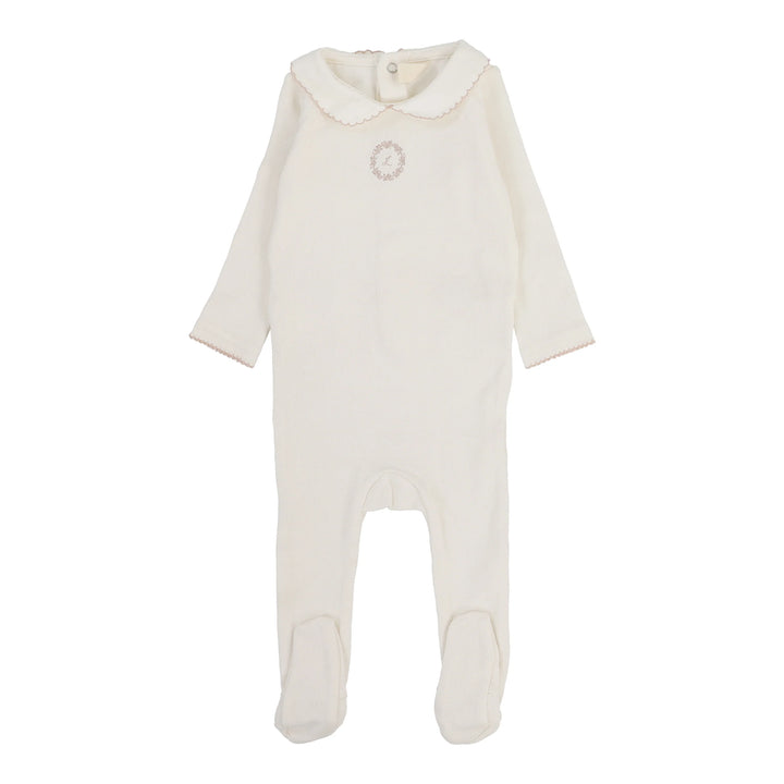 footie embroidered emblem - cream/pink