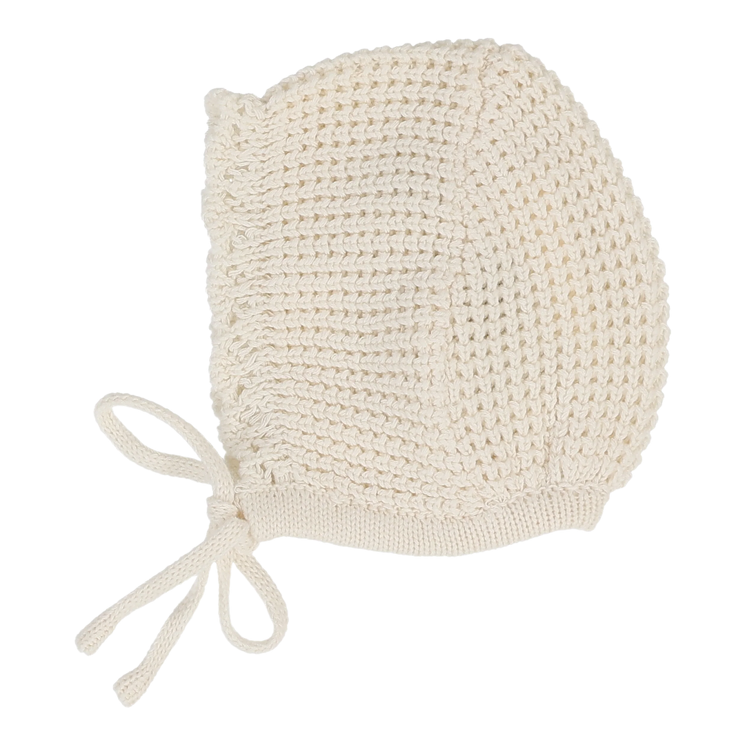 bonnet chunky knit - cream scallop