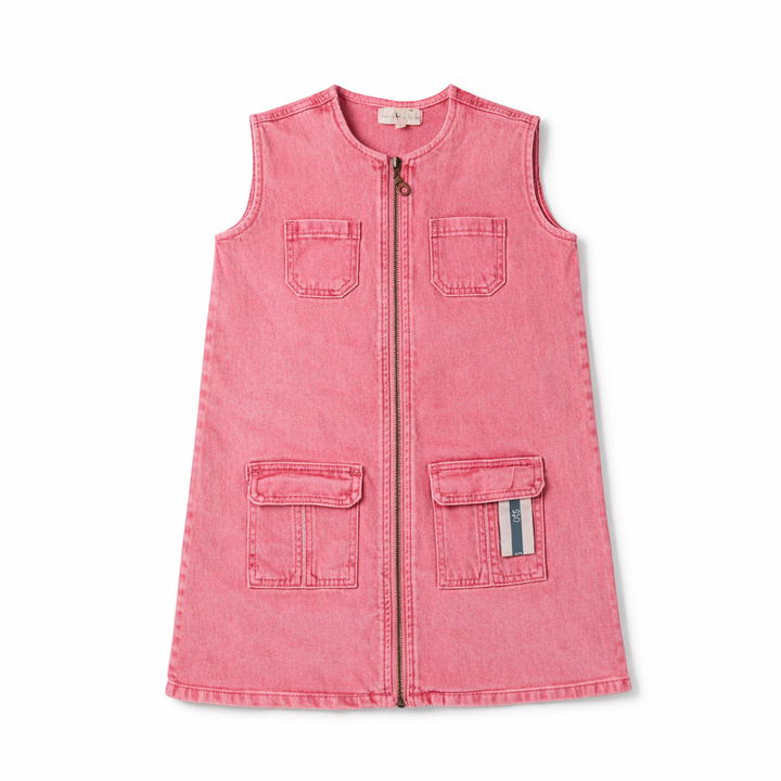 dress denim zip up jumper with pockets - red
