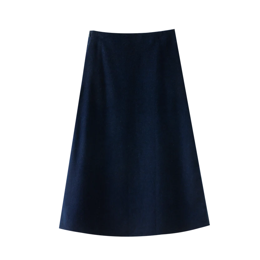 skirt a line midi with button details - royal blue