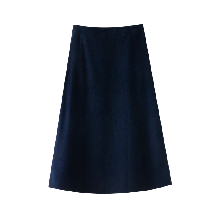 skirt a line midi with button details - royal blue