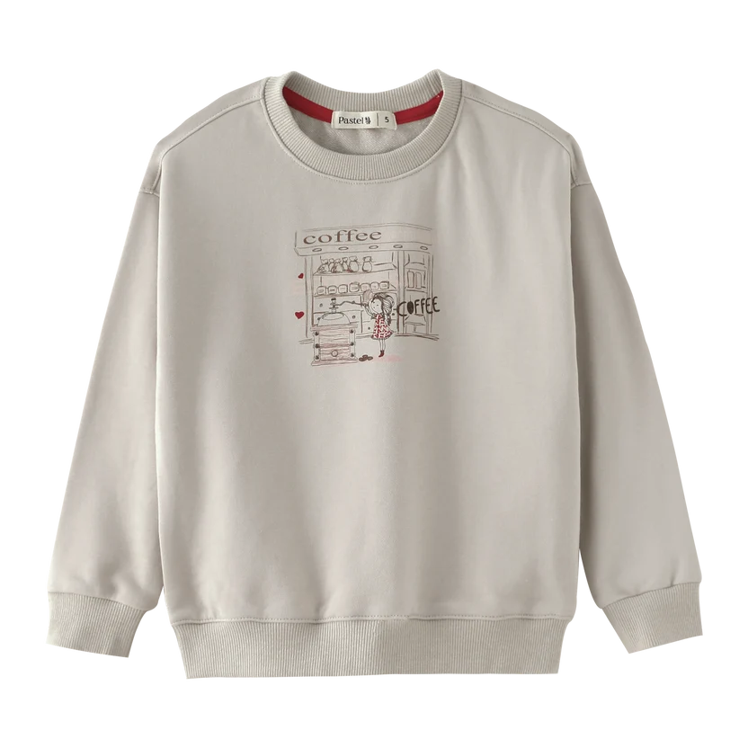 top l/s coffee shop sweatshirt - stone