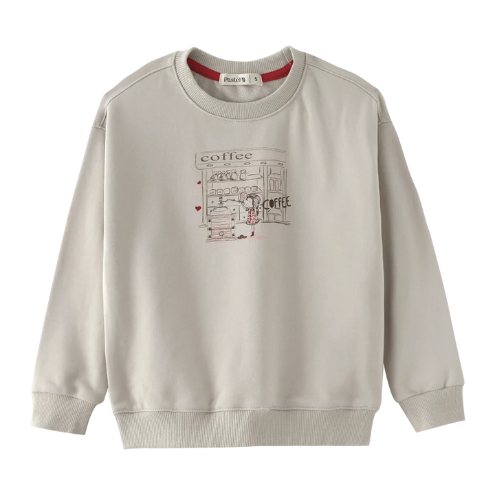 top l/s coffee shop sweatshirt - stone