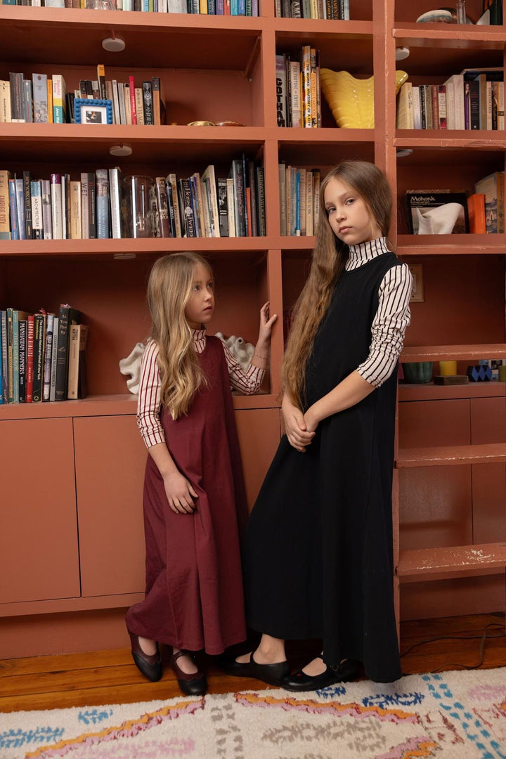 maxi dress vertical stripes - black
