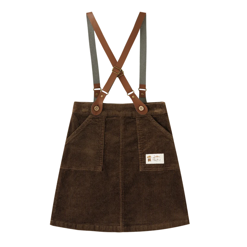 skirt corduroy suspender - brown