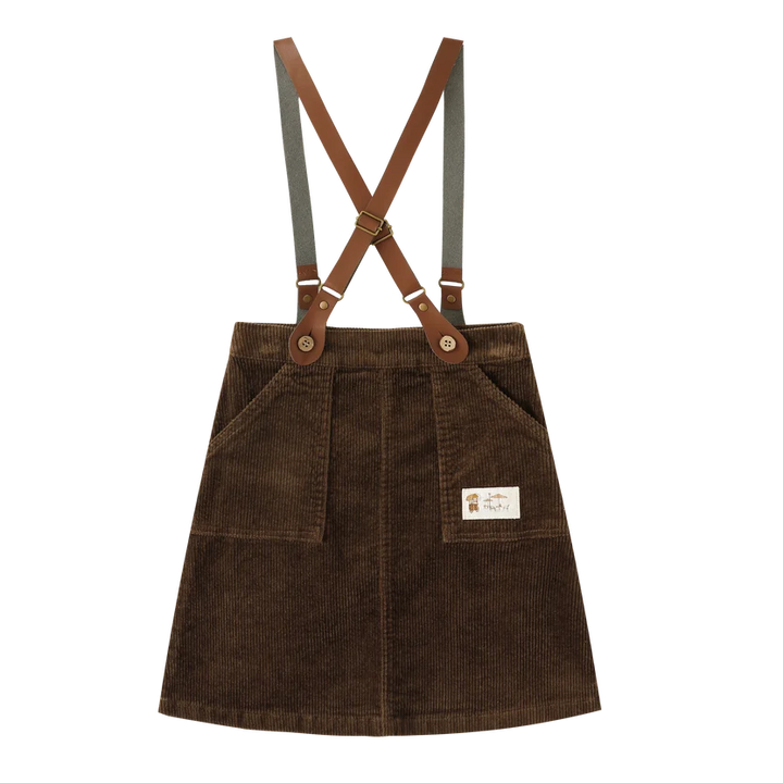 skirt corduroy suspender - brown