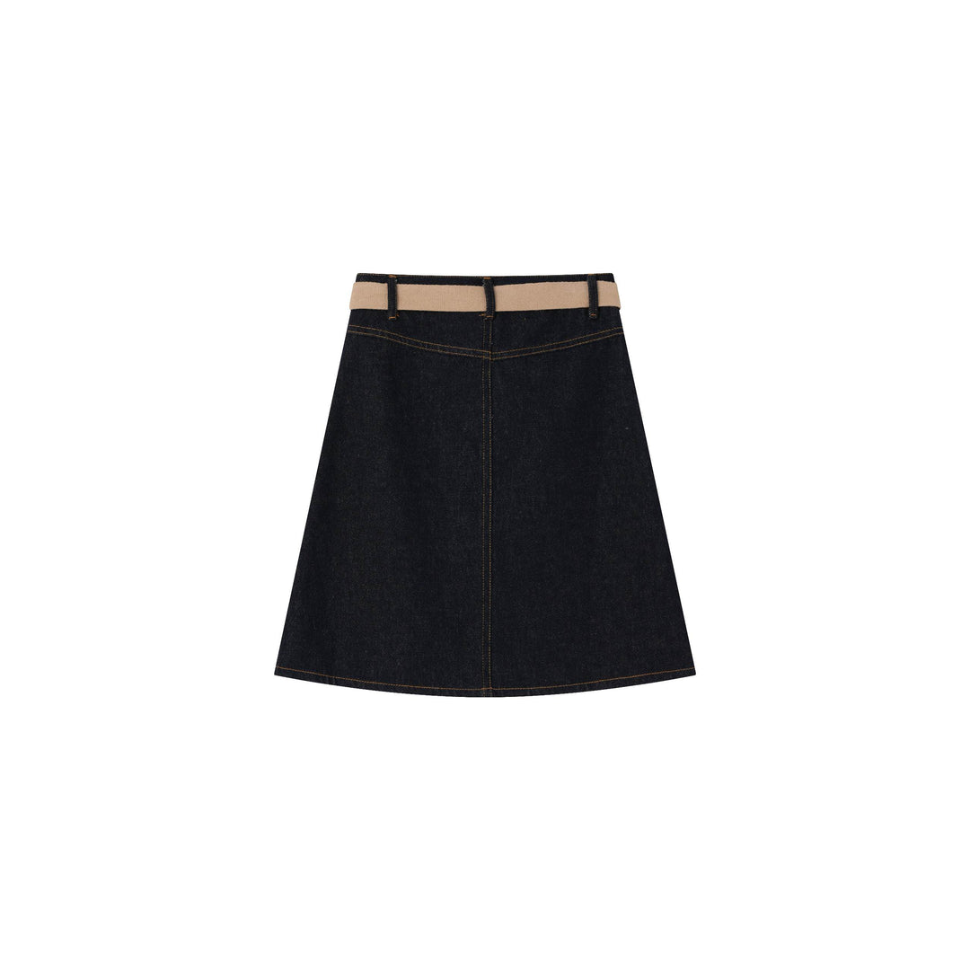 skirt denim button down with tan buckle - denim