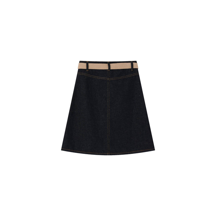 skirt denim button down with tan buckle - denim