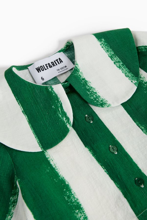 shirt s/s cropped stripe with large collar - blaze-79