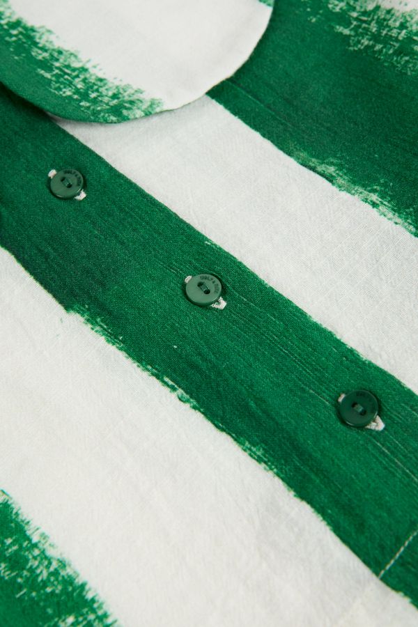 shirt s/s cropped stripe with large collar - blaze-79