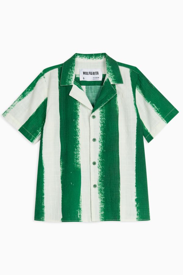 shirt s/s stripe lapel collar - blaze-79