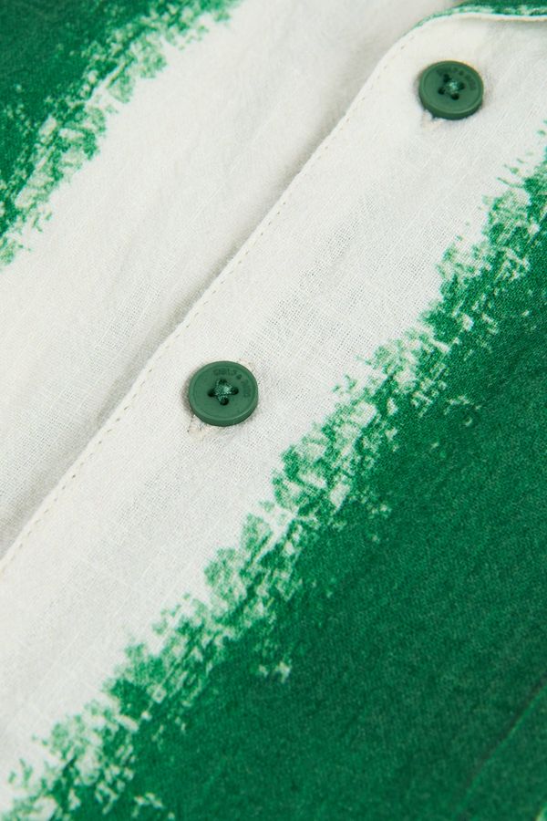 shirt s/s stripe lapel collar - blaze-79