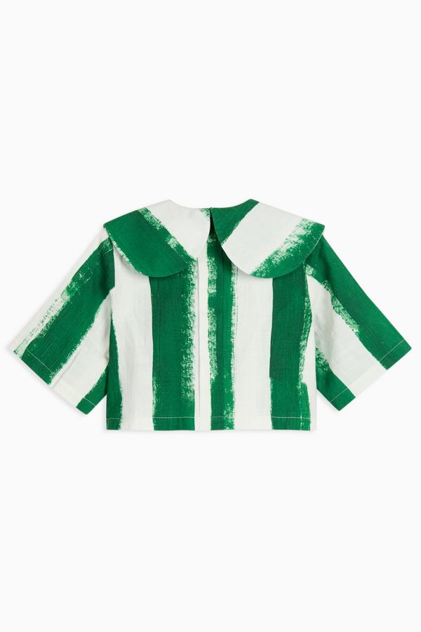 shirt s/s cropped stripe with large collar - blaze-79