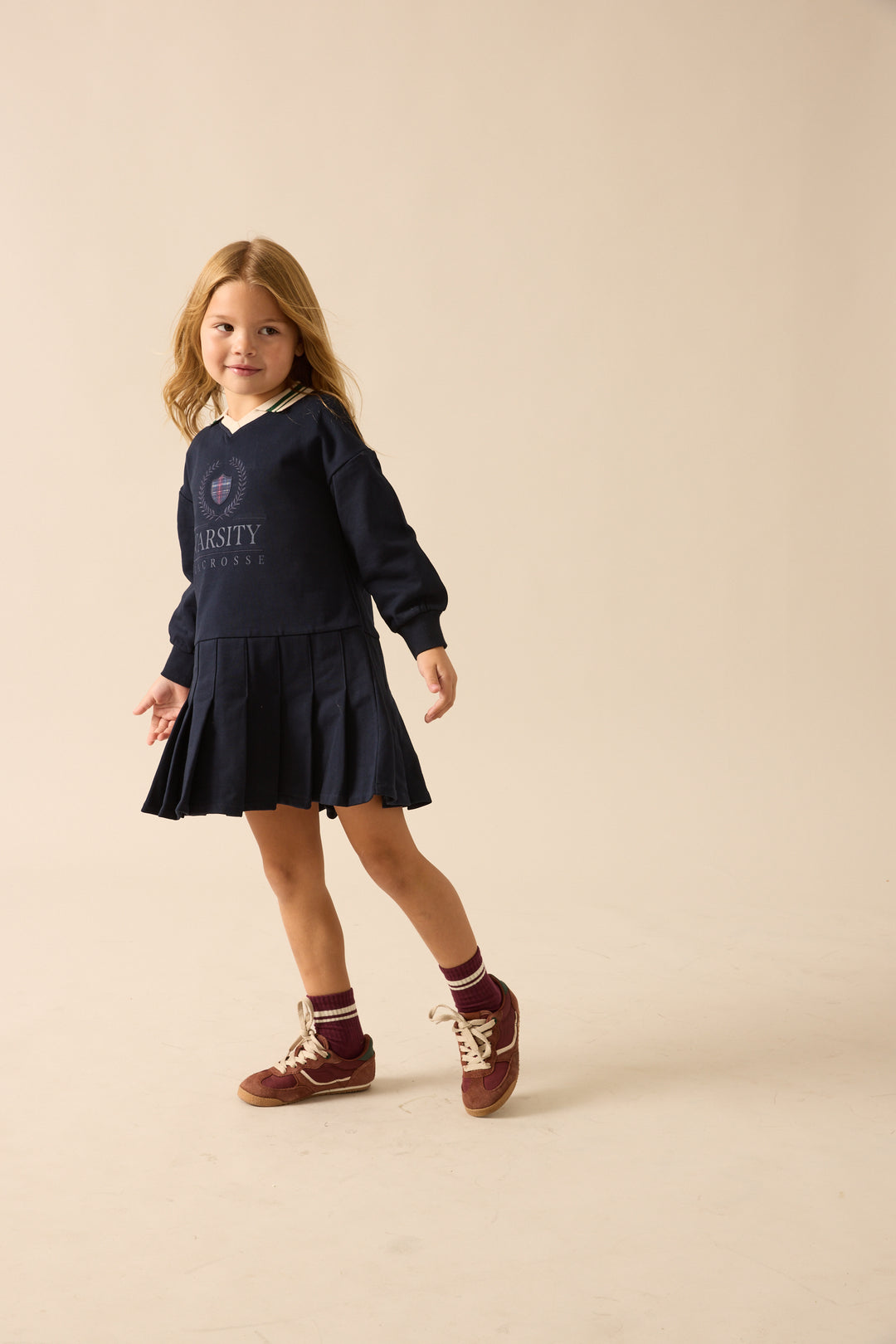 dress fan club sweat pleated with collar - navy/green