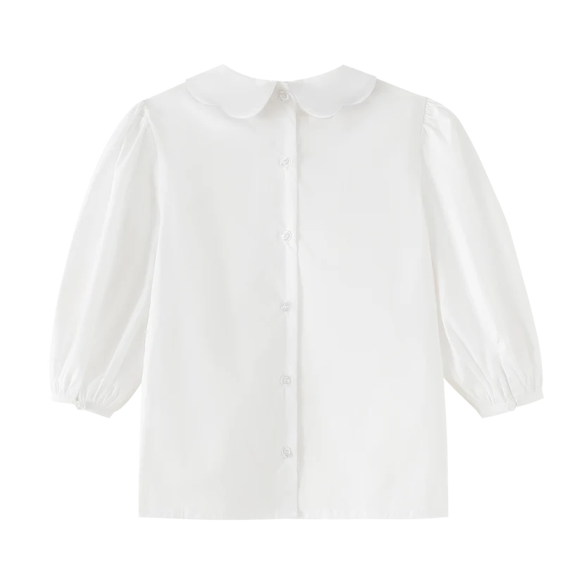 shirt l/s scalloped collar - white