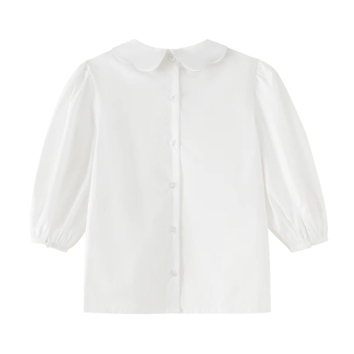 shirt l/s scalloped collar - white