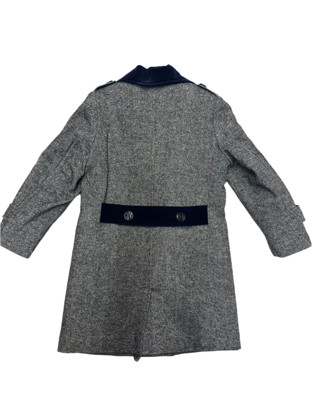 coat tweed wool with velvet lapel - charcoal