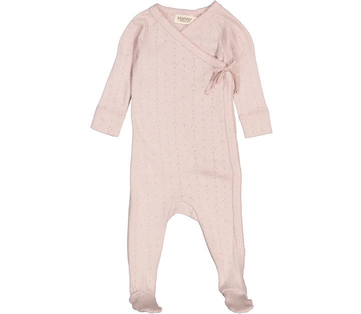 set footie pointelle with hat and blanket - faded rose-0411