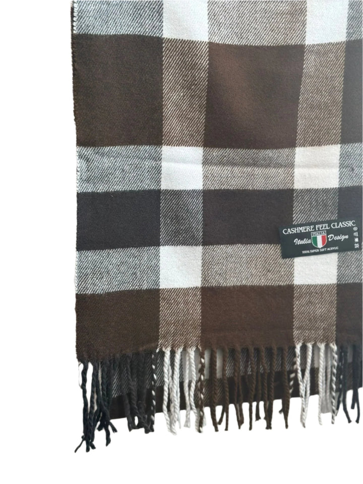 scarf acrylic - brown plaid-50-3