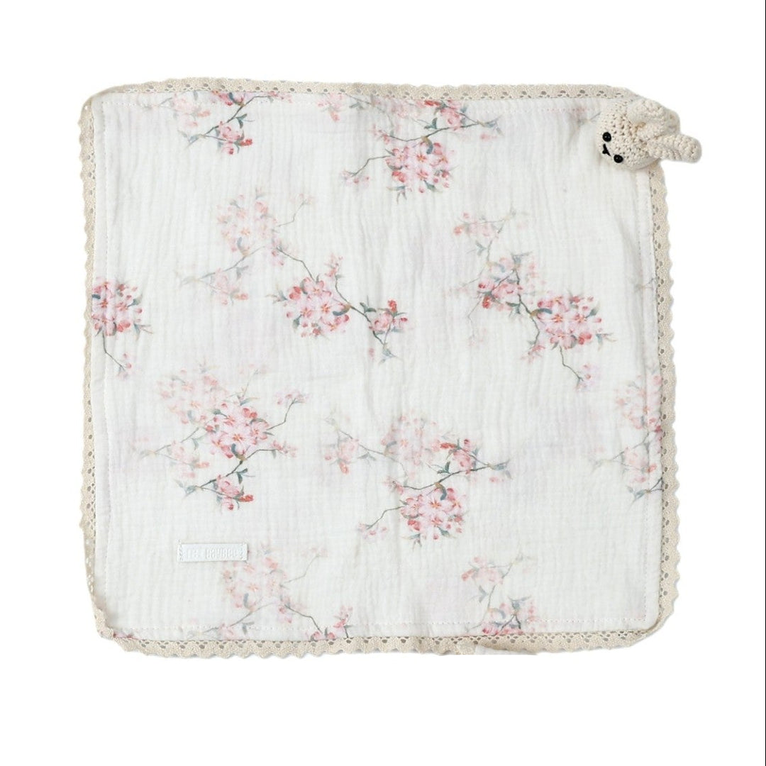 lovey vintage floral crochet trim with bunny - cream floral