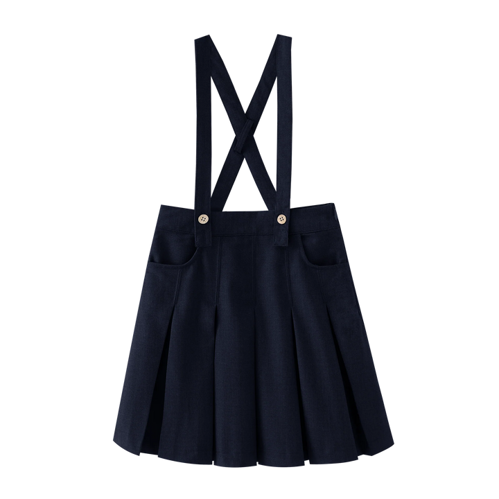 skirt suspender pleated - navy