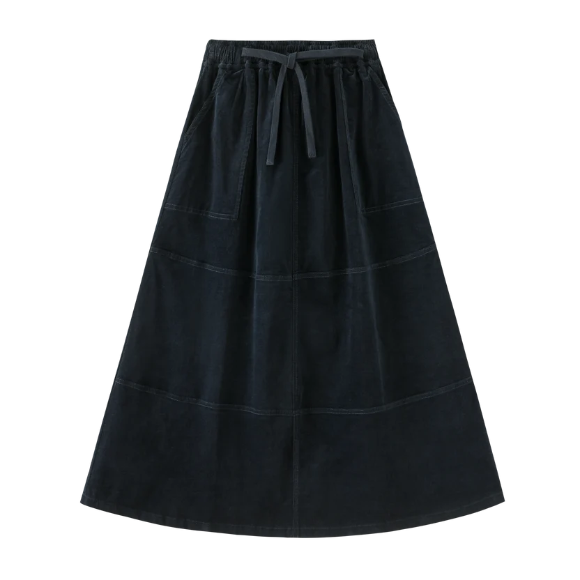 skirt corduroy with tie - navy