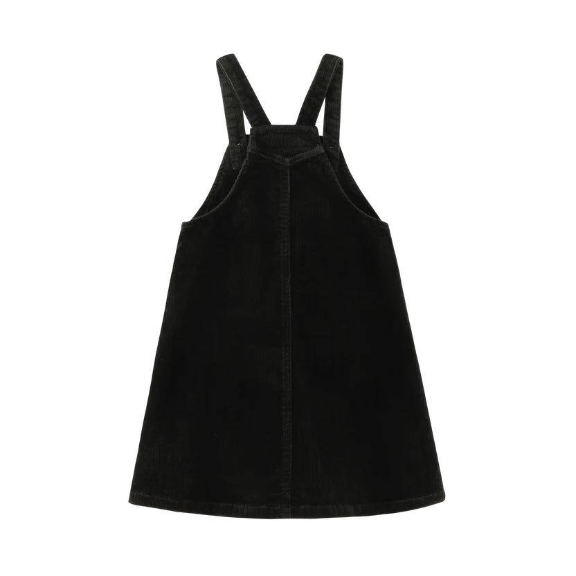 dress pinafore with center pocket jumper - black