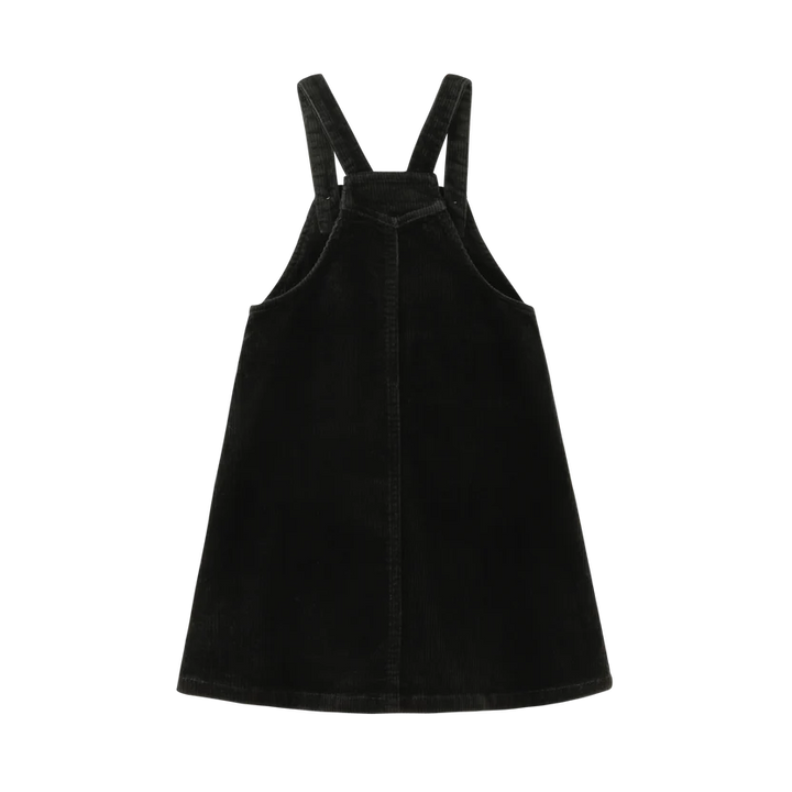 dress pinafore with center pocket jumper - black