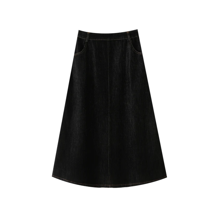 skirt with pockets - black denim