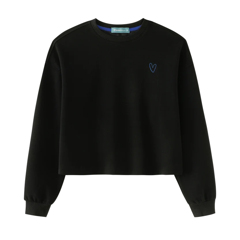 top l/s heart sweatshirt - black
