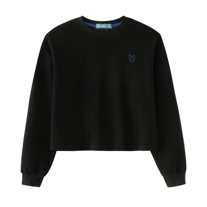 top l/s heart sweatshirt - black