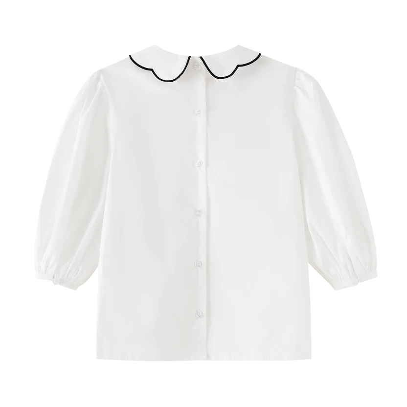 shirt l/s scalloped collar - black