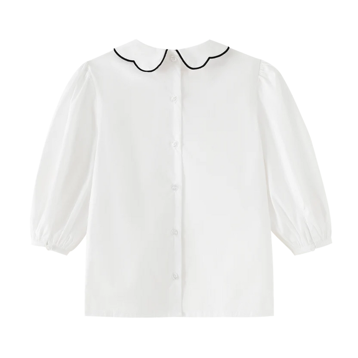 shirt l/s scalloped collar - black