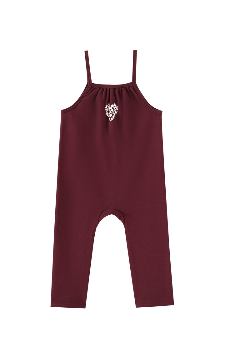 graphic heart romper - burgundy
