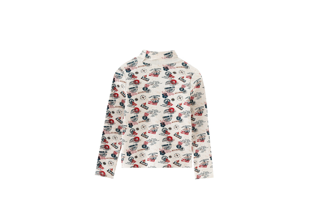 voyage printed turtleneck - stone multi