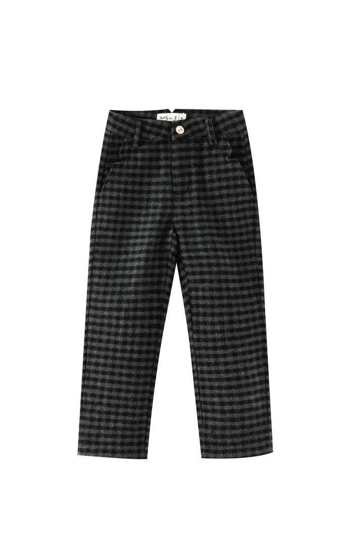 dark checkered dress pant - grey checkered