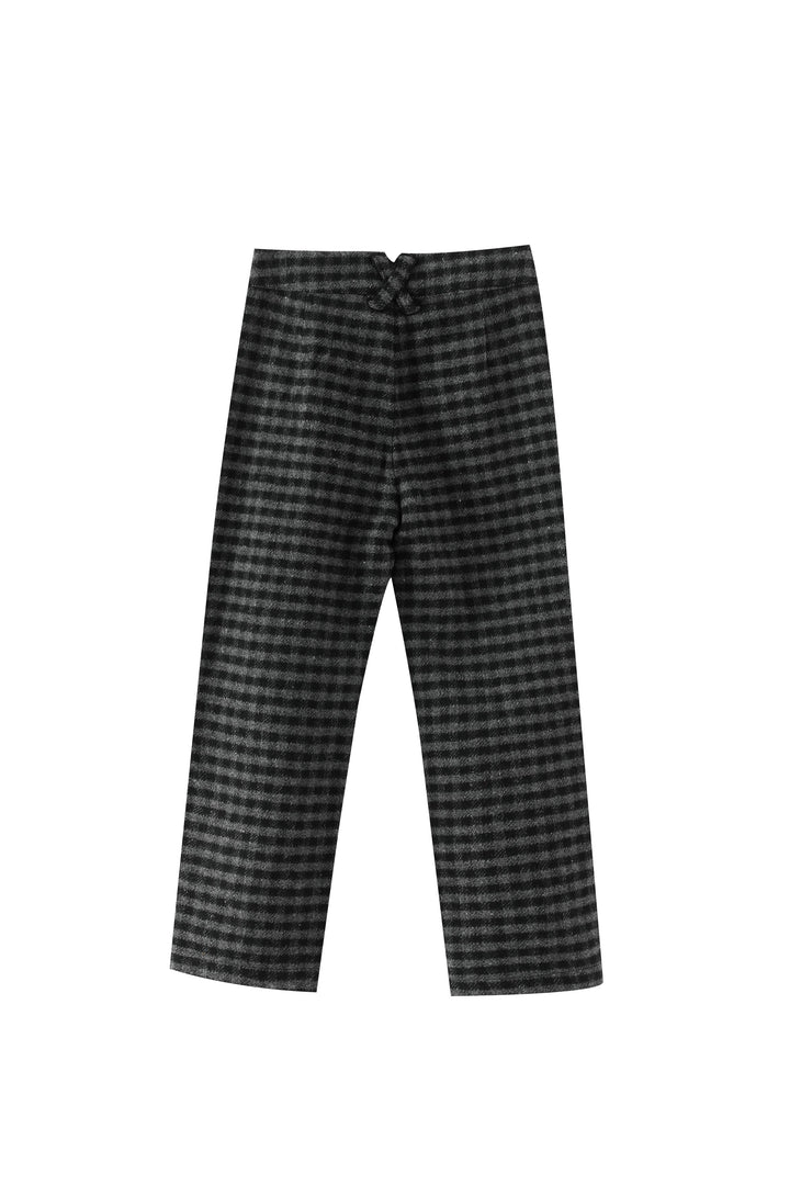 dark checkered dress pant - grey checkered