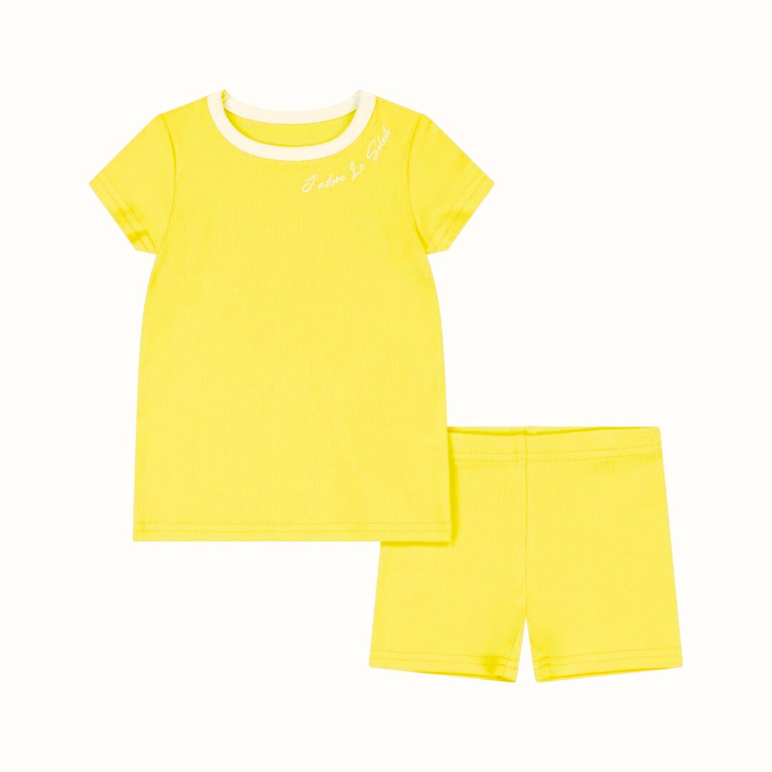 set outfit tee s/s and shorts - yellow