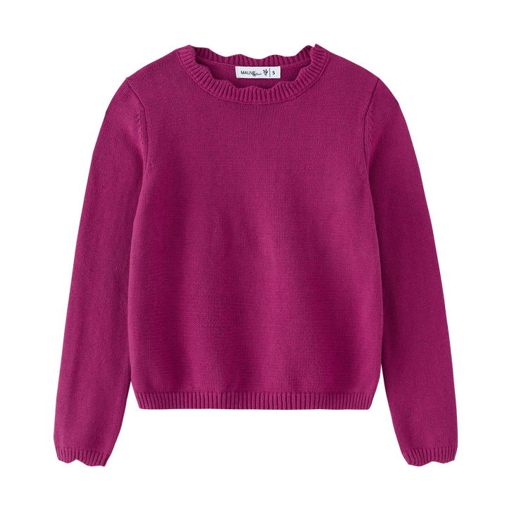 top l/s scalloped sweater - magneta